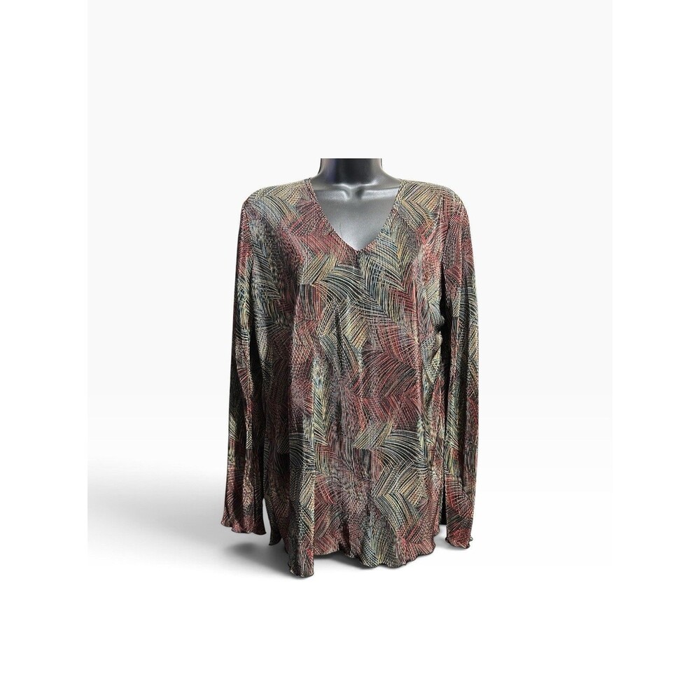 Y2K Downtown Lettuce Trim Blouse Women's L/XL Abstract Mixed Media Festival Top